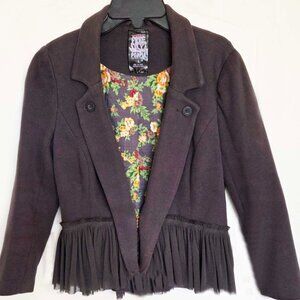 Free People Jacket-Ruffled Mesh Hem-Rare/Vintage-Sz 8